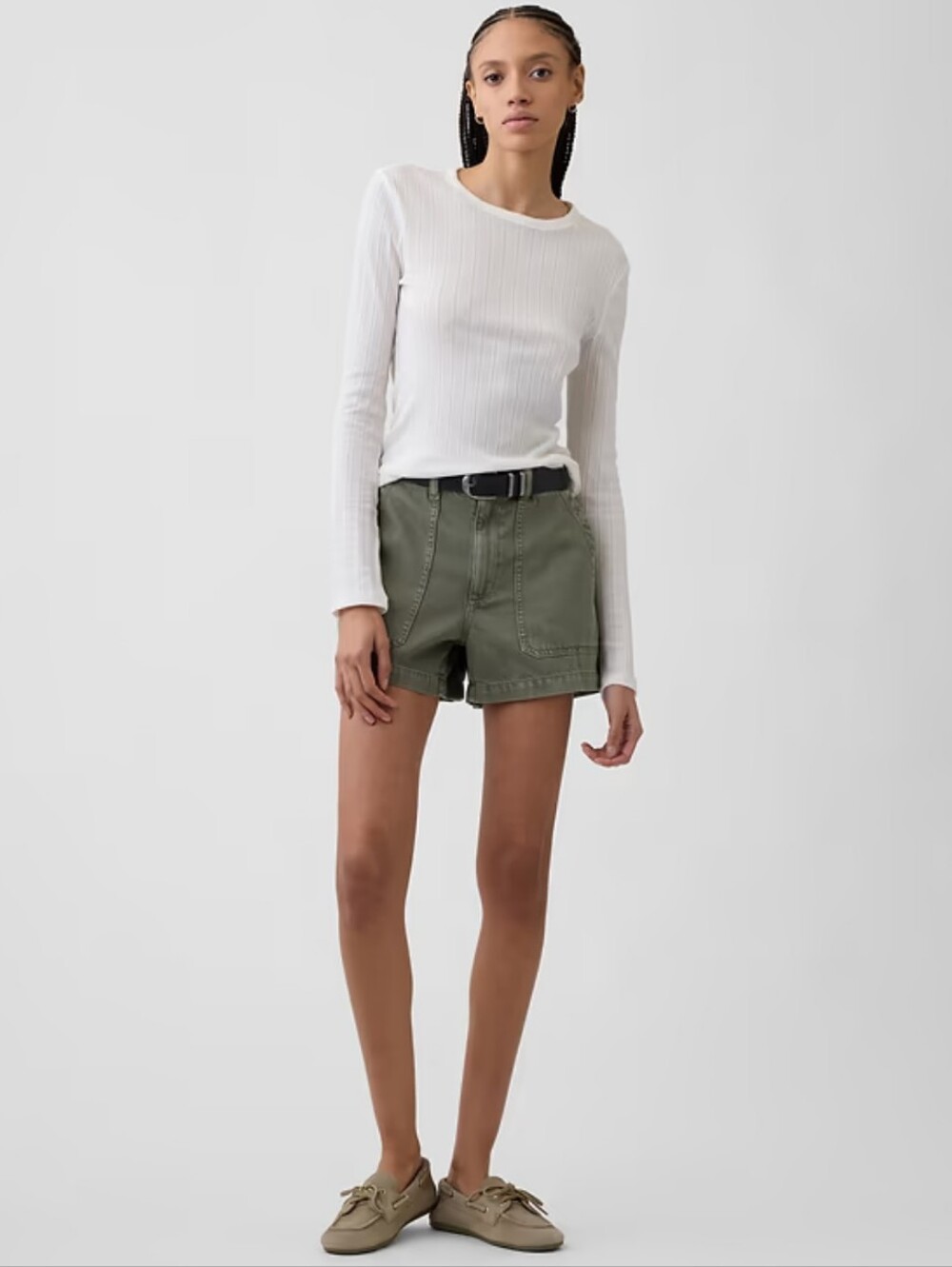Gap 4" High Rise Soft Denim Utility Shorts- L